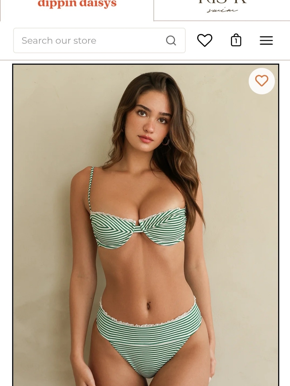 Dippin' Daisy's Green & White Striped Bandeau Bikini Bottoms - Brand New